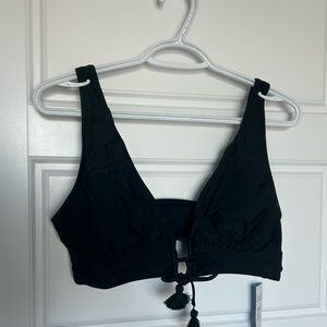 BNWT Black front tie bathing suit top